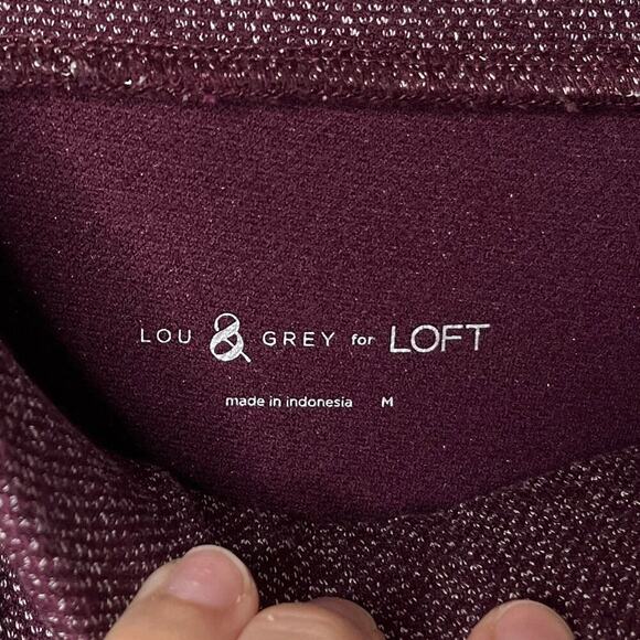 Lou & Grey Loft Women's Textured Stripe Ponte Leggings M Maroon Red Stretch Pant - Picture 5 of 7